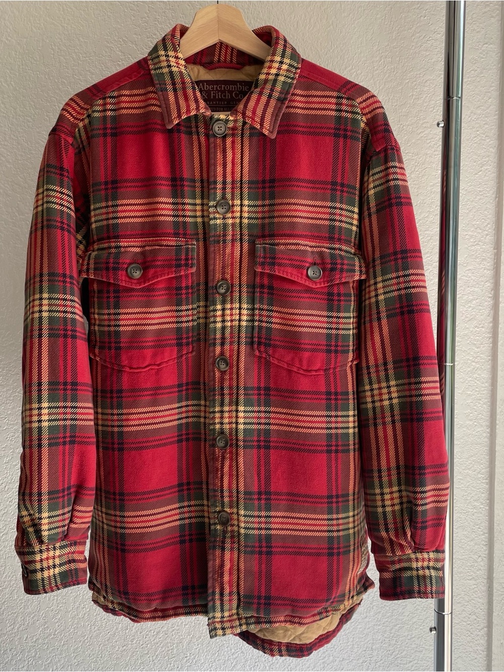 Abercrombie & Fitch Red and Black Plaid Shirt Jacket